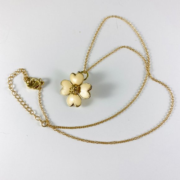 Vintage 4 leaf clover gold-tone and enamel necklace 20" - Picture 2 of 5